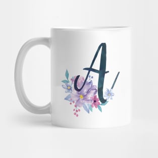 Floral Monogram A Pretty Lilac Bouquet Mug